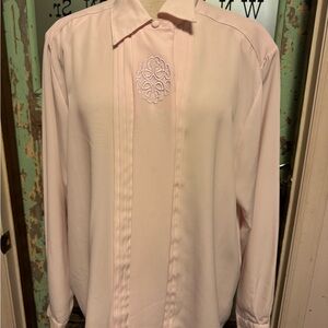 Vintage 1980’s Yves St. Clair Pink Blouse with Embroidered Detail